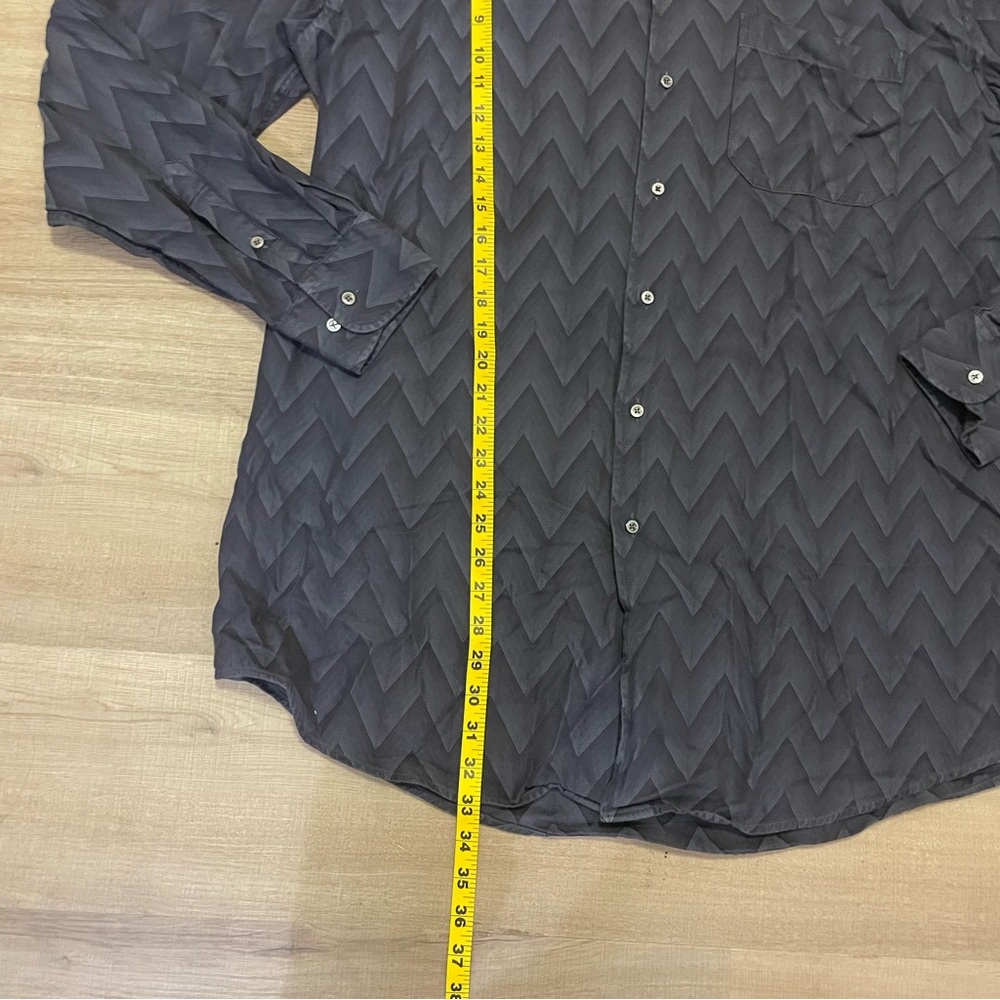 Zanella navy blue chevron cotton dress shirt - Picture 7 of 10